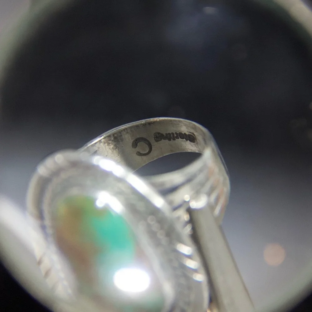 Sterling Silver Turquoise Statement Ring Size 8 Southwestern native america Ring
